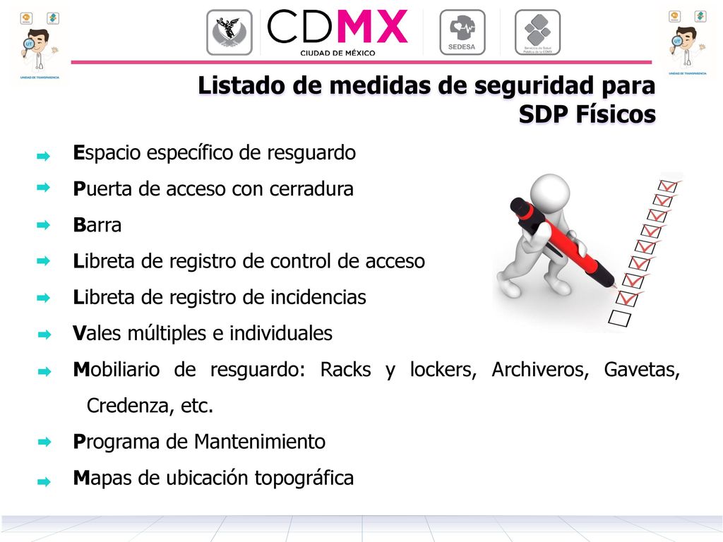 Listado de medidas de seguridad para SDP Físicos