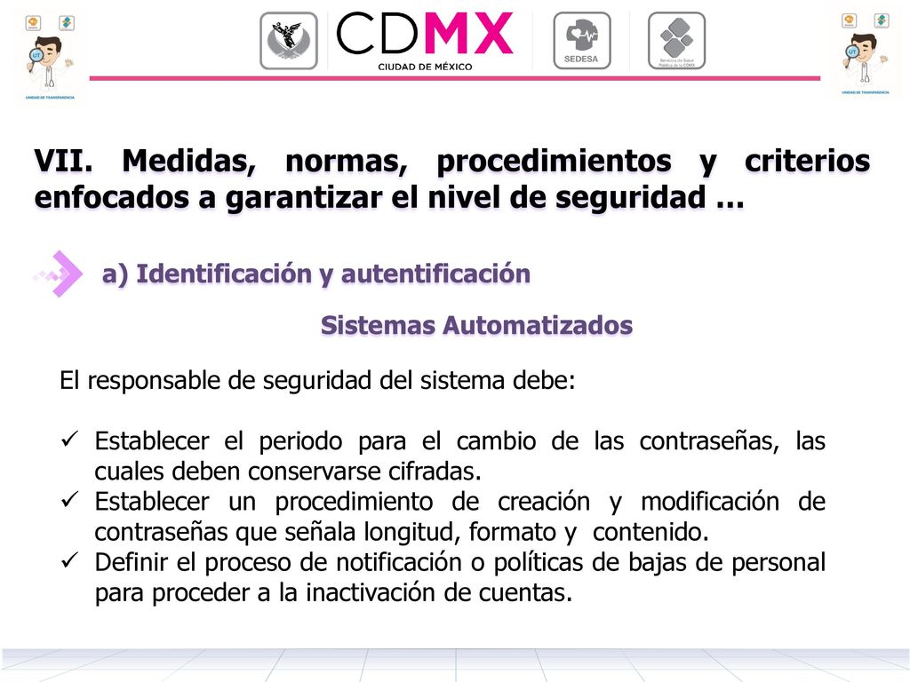 VII. Medidas, normas, procedimientos y criterios enfocados a garantizar el nivel de seguridad …