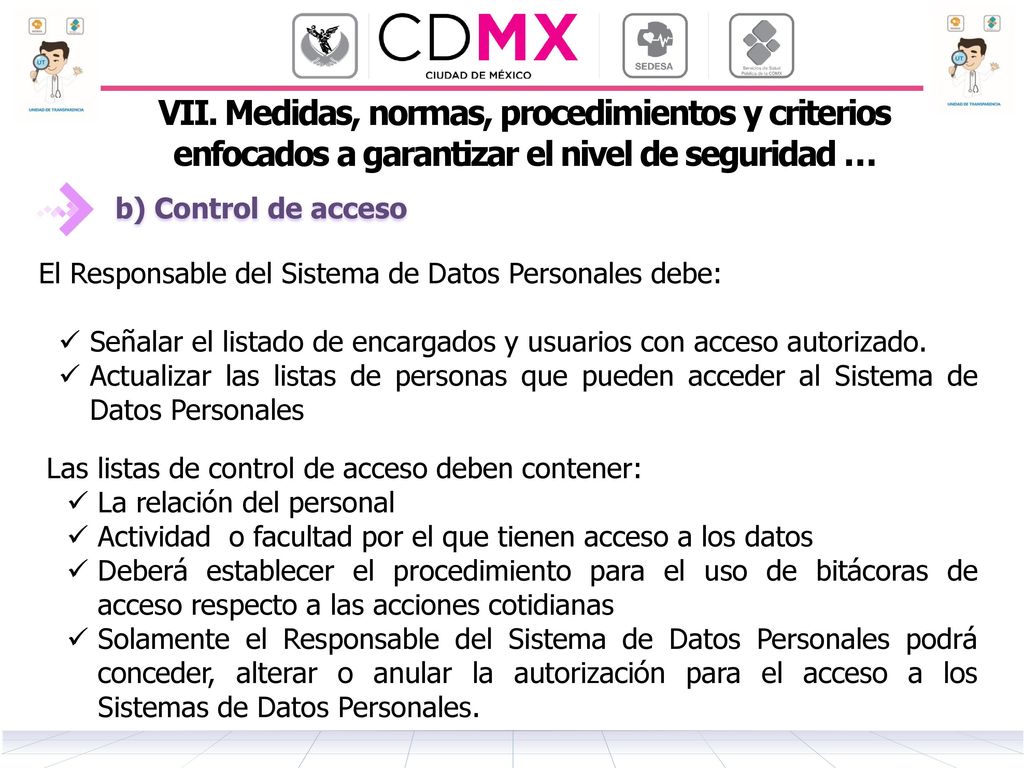VII. Medidas, normas, procedimientos y criterios enfocados a garantizar el nivel de seguridad …