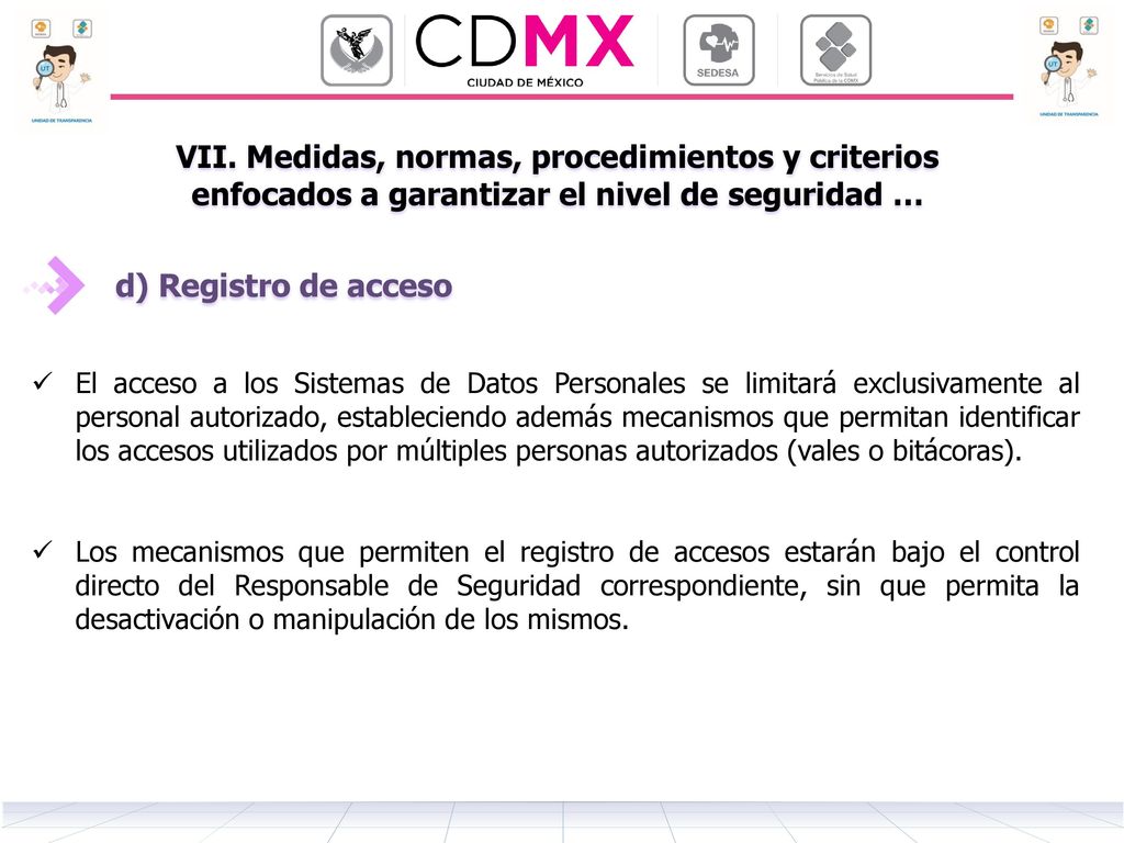 VII. Medidas, normas, procedimientos y criterios enfocados a garantizar el nivel de seguridad …