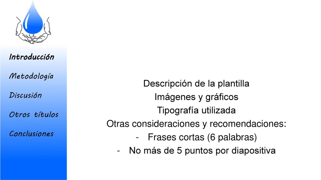 Descripción de la plantilla Imágenes y gráficos Tipografía utilizada