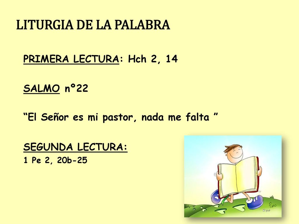 LITURGIA DE LA PALABRA PRIMERA LECTURA: Hch 2, 14 SALMO nº22
