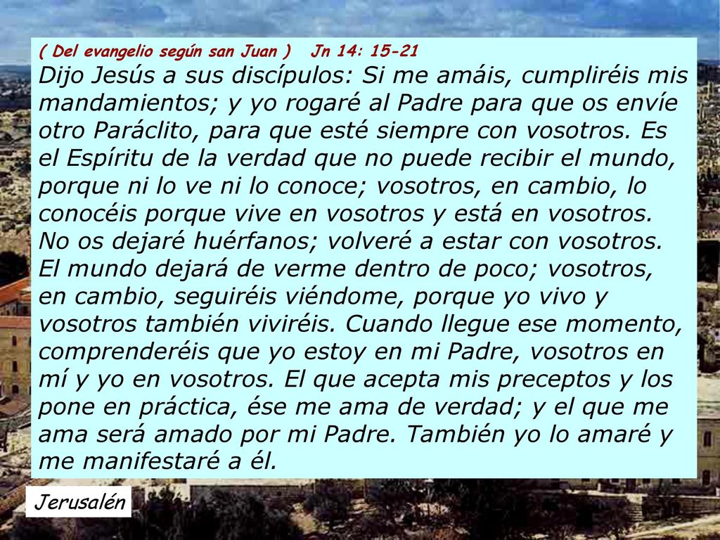( Del evangelio según san Juan ) Jn 14: 15-21