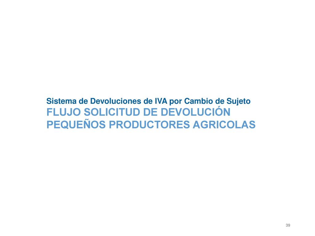 FLUJO SOLICITUD DE DEVOLUCIÓN PEQUEÑOS PRODUCTORES AGRICOLAS