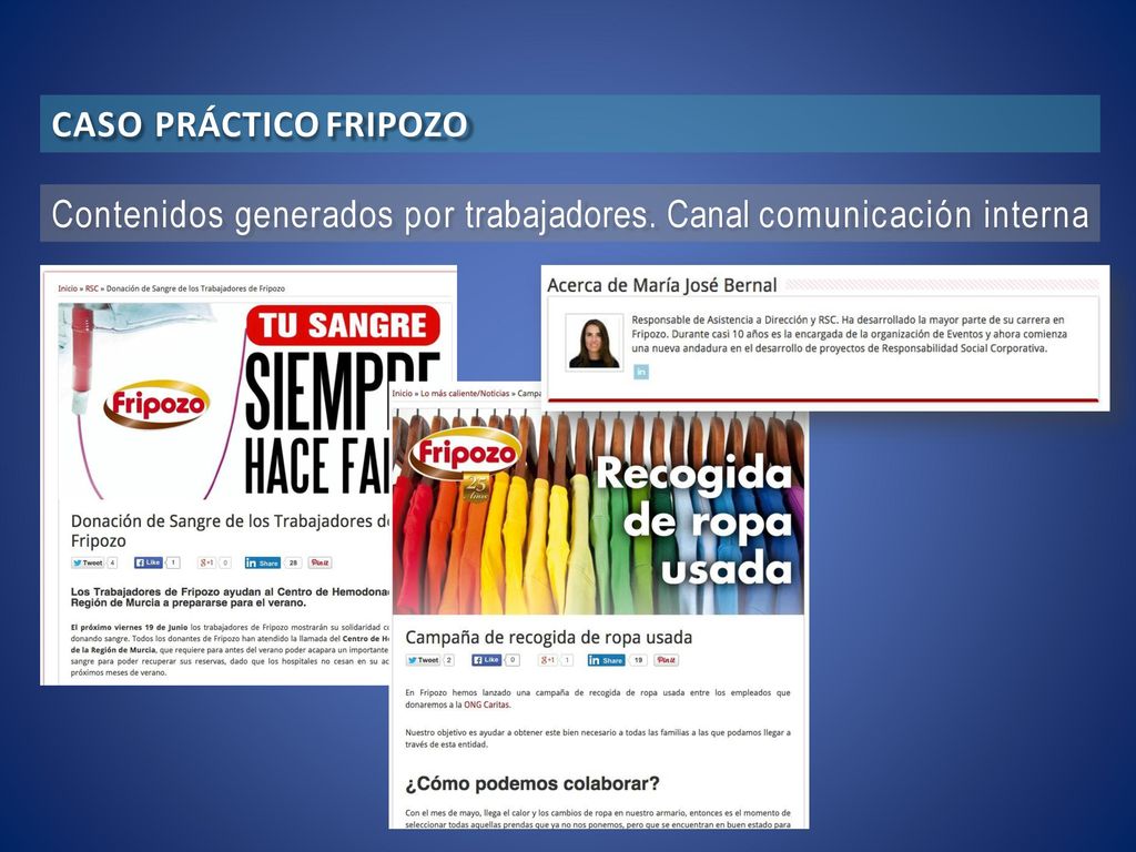 CASO PRÁCTICO FRIPOZO Contenidos generados por trabajadores. Canal comunicación interna
