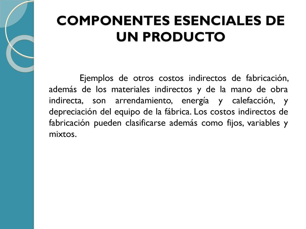 COMPONENTES ESENCIALES DE UN PRODUCTO