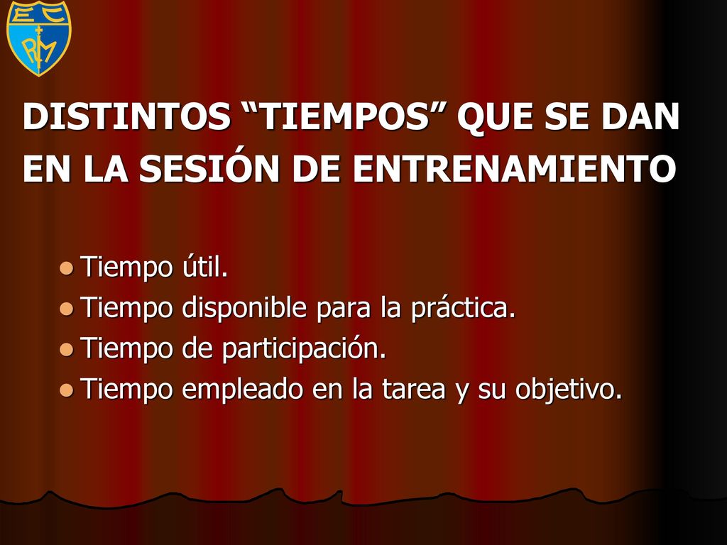 DISTINTOS TIEMPOS QUE SE DAN EN LA SESIÓN DE ENTRENAMIENTO