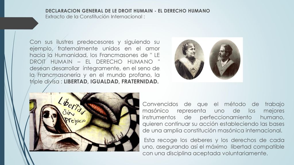 DECLARACION GENERAL DE LE DROIT HUMAIN - EL DERECHO HUMANO