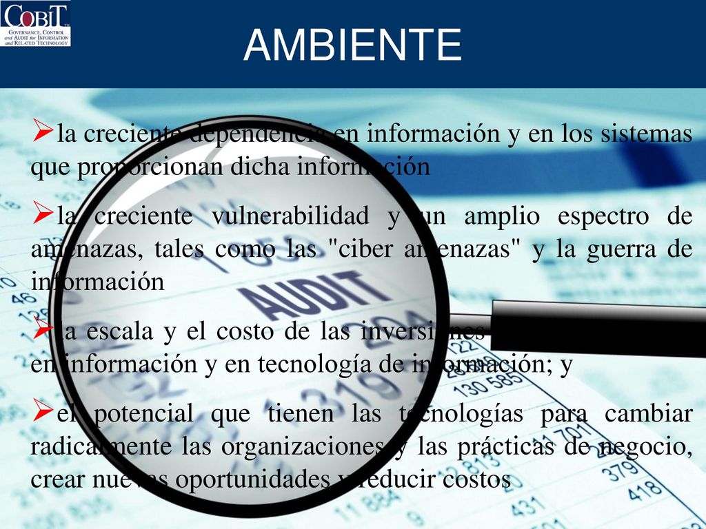 AMBIENTE la creciente dependencia en información y en los sistemas que proporcionan dicha información.