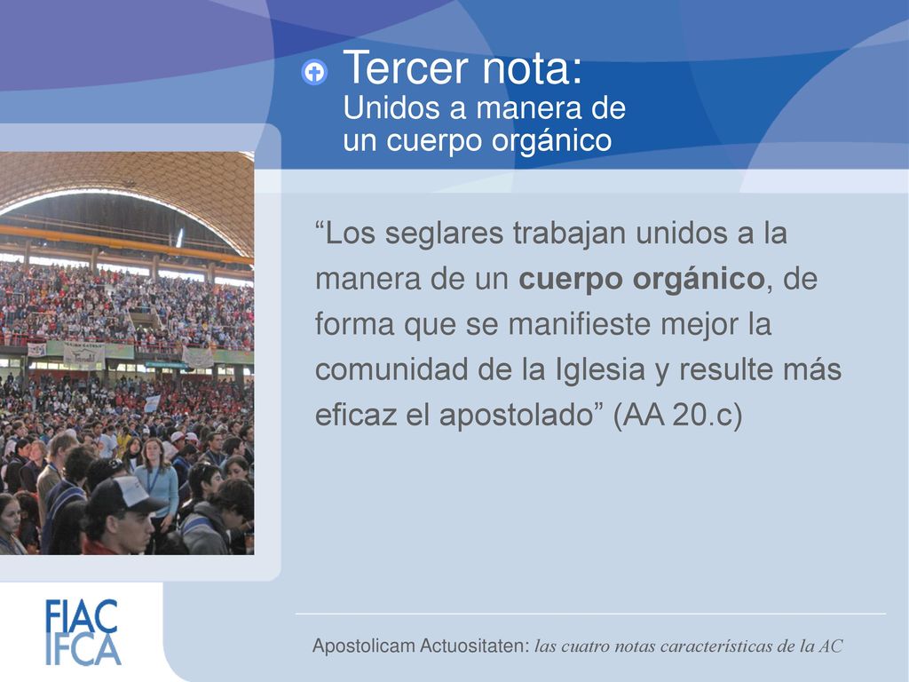 Tercer nota: Unidos a manera de un cuerpo orgánico