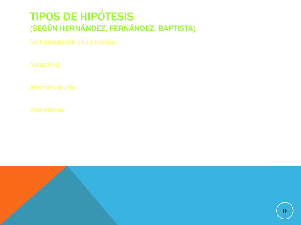 Tipos de Hipótesis (Según Hernández, Fernández, Baptista)