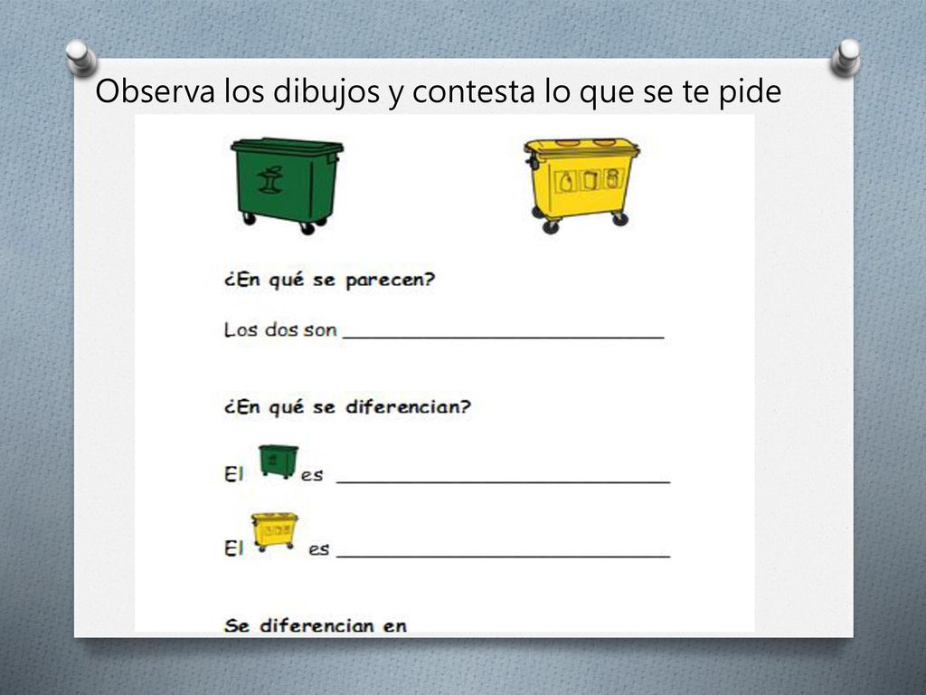Observa los dibujos y contesta lo que se te pide
