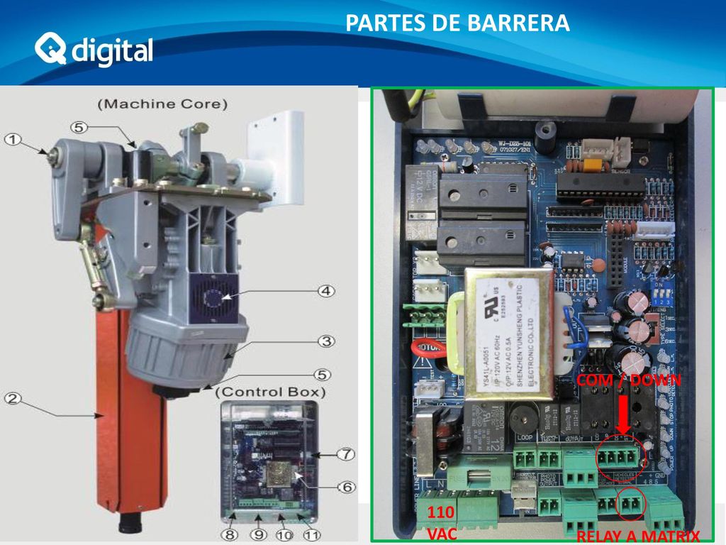 PARTES DE BARRERA COM / DOWN 110VAC RELAY A MATRIX