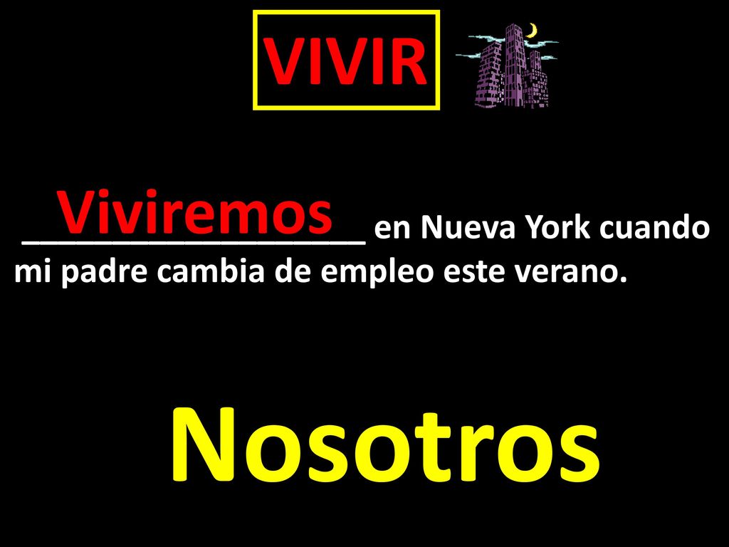 Nosotros VIVIR Viviremos ___________________ en Nueva York cuando
