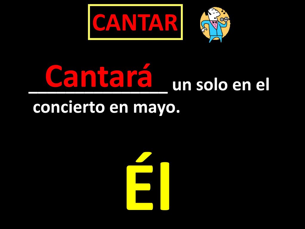 CANTAR Cantará _______________ un solo en el concierto en mayo. Él