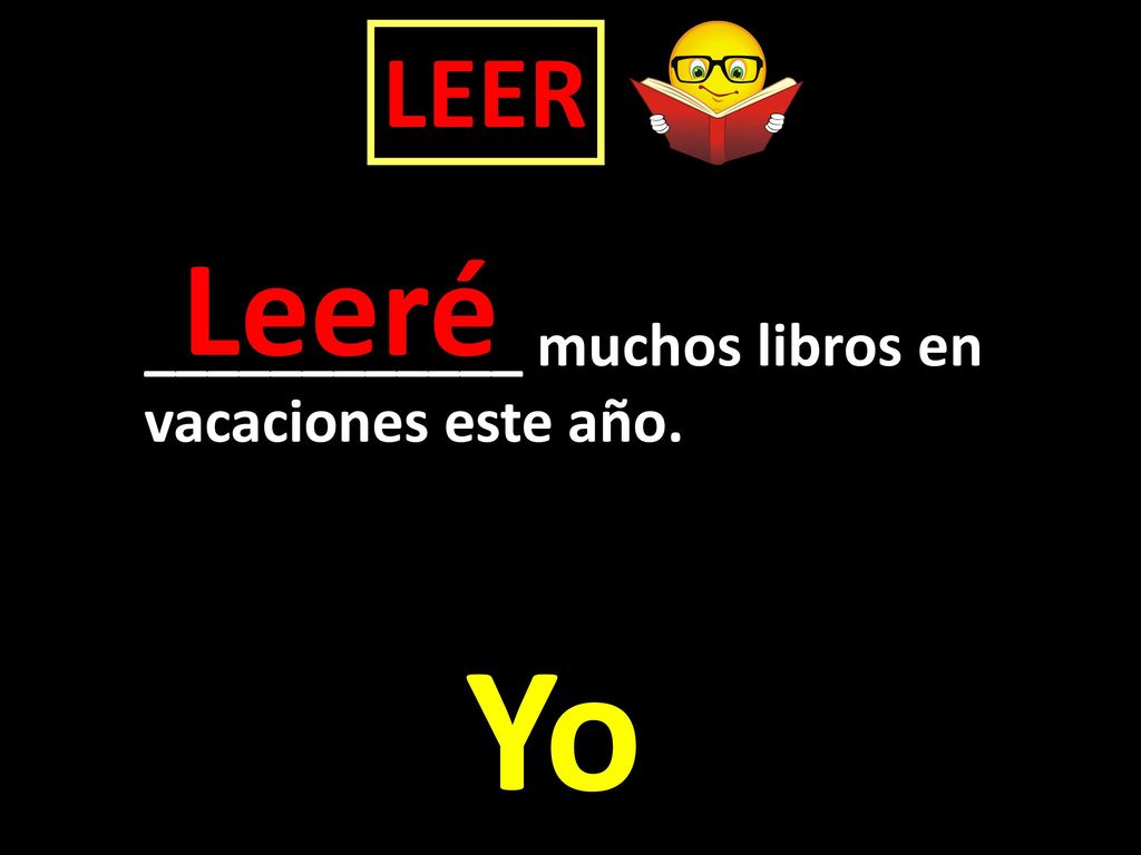 LEER Leeré ____________ muchos libros en vacaciones este año. Yo