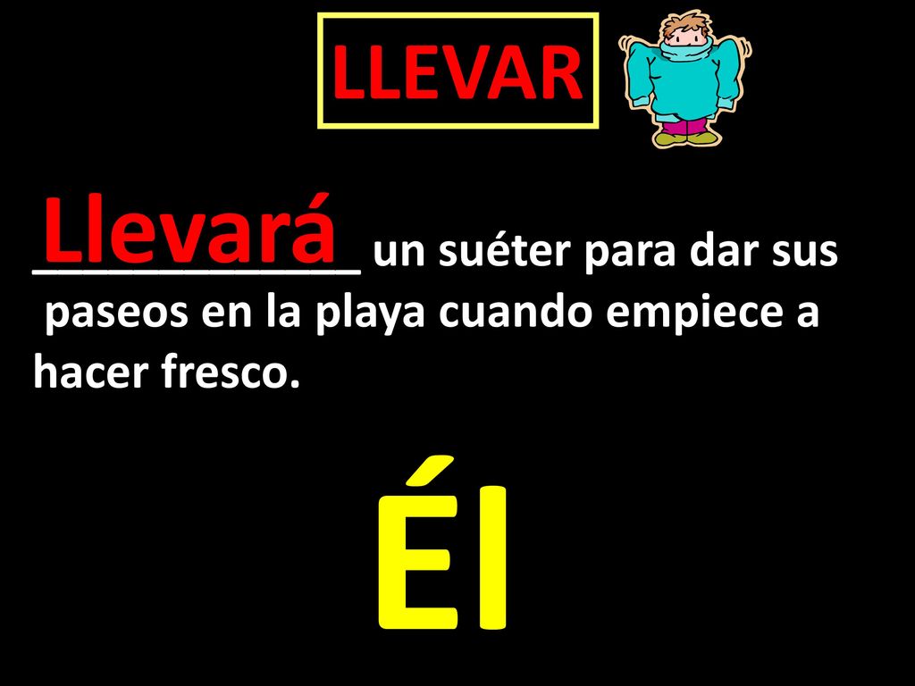 Él Llevará LLEVAR _____________ un suéter para dar sus