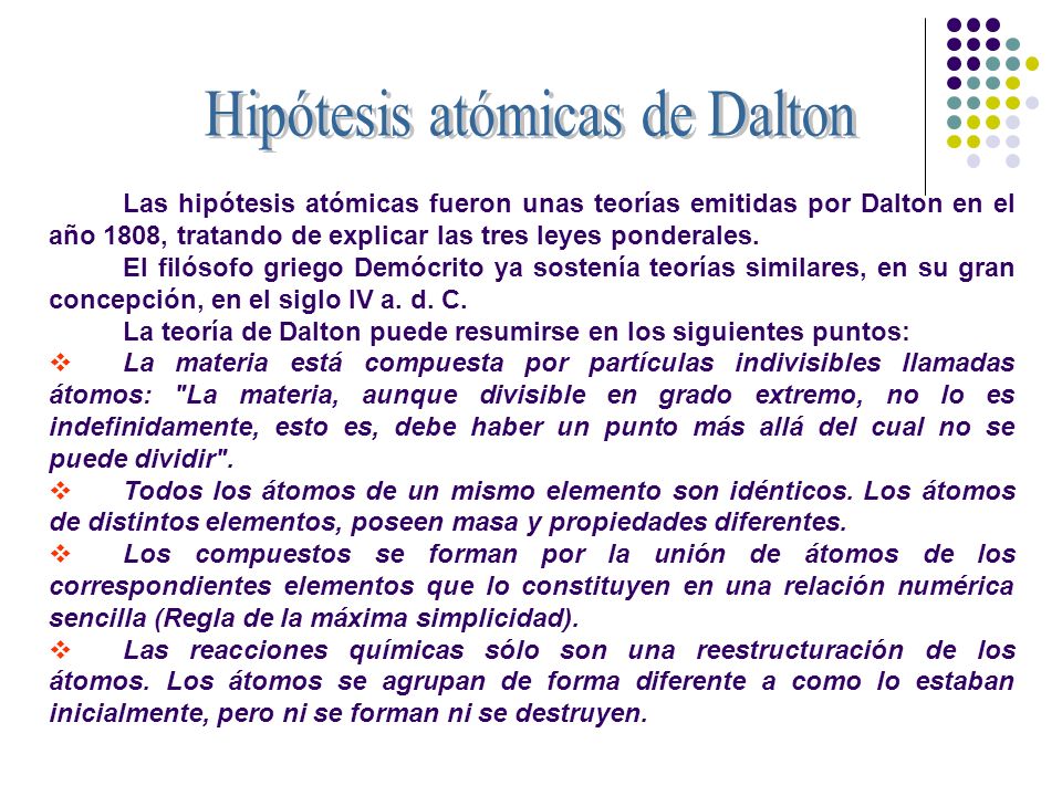 Hipótesis atómicas de Dalton