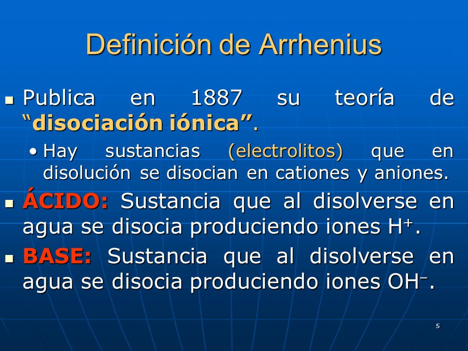 Definición de Arrhenius
