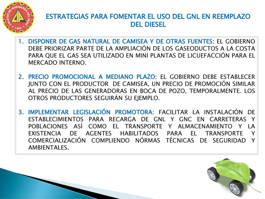 ESTRATEGIAS PARA FOMENTAR EL USO DEL GNL EN REEMPLAZO DEL DIESEL