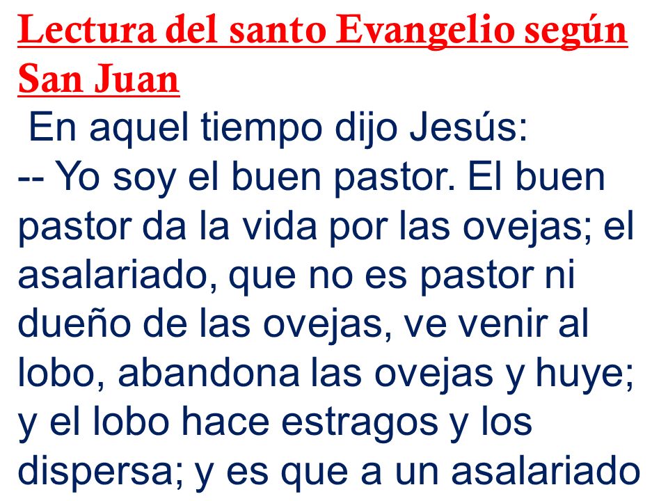 Lectura del santo Evangelio según San Juan