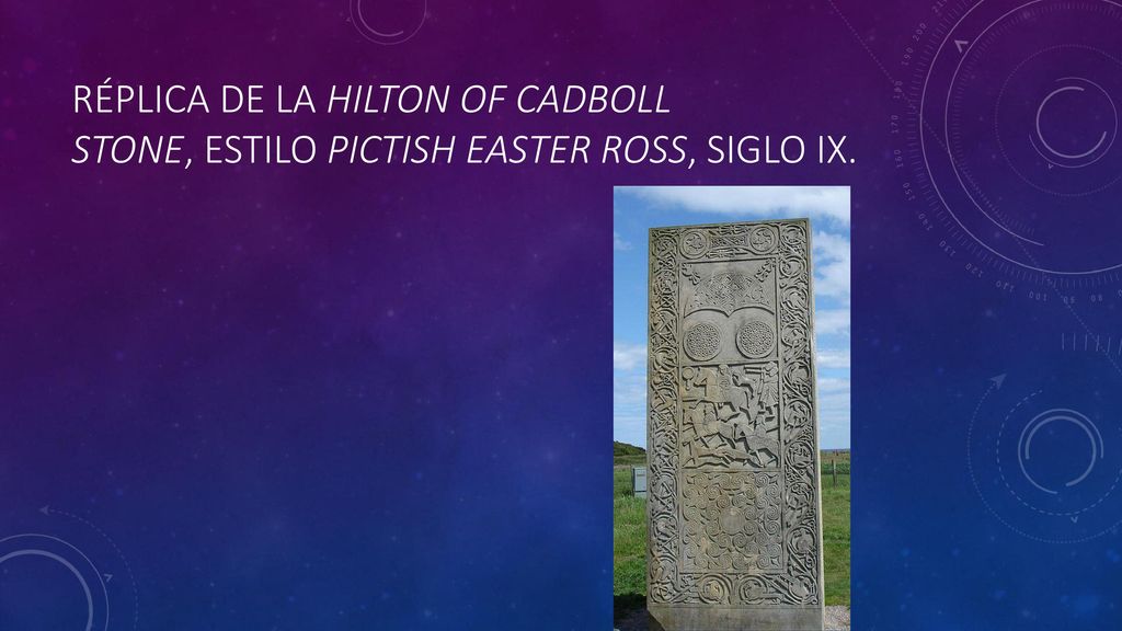 Réplica de la Hilton of Cadboll Stone, estilo Pictish Easter Ross, siglo IX.
