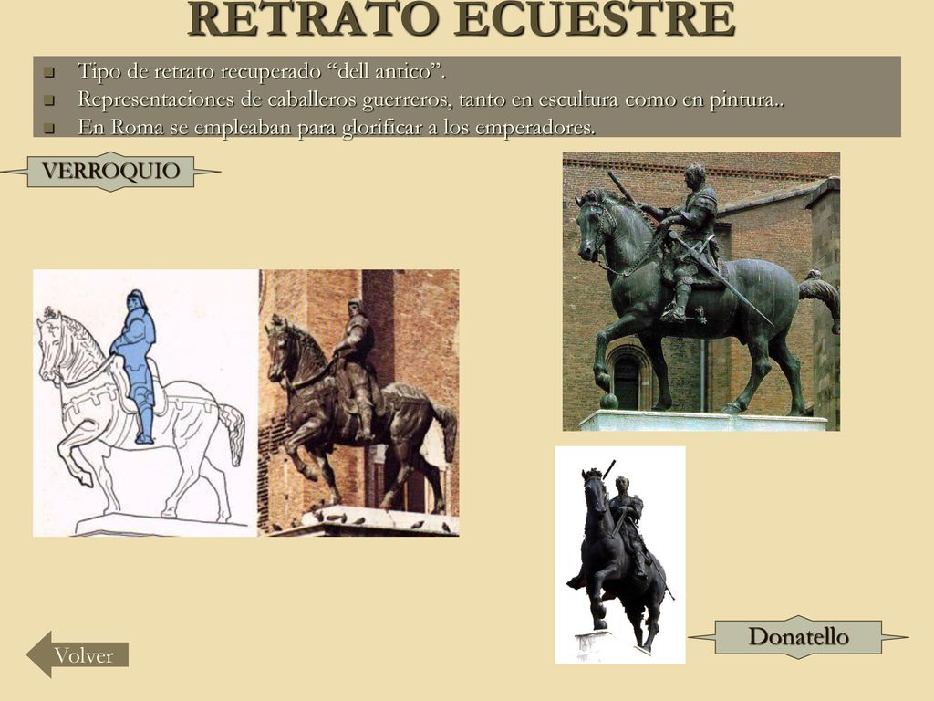 RETRATO ECUESTRE Donatello Tipo de retrato recuperado dell antico .