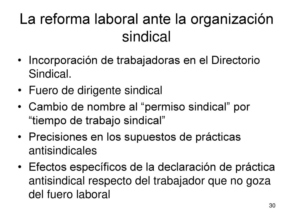 La reforma laboral ante la organización sindical