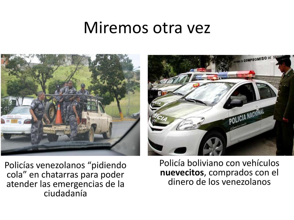 Miremos otra vez Policías venezolanos pidiendo cola en chatarras para poder atender las emergencias de la ciudadanía.