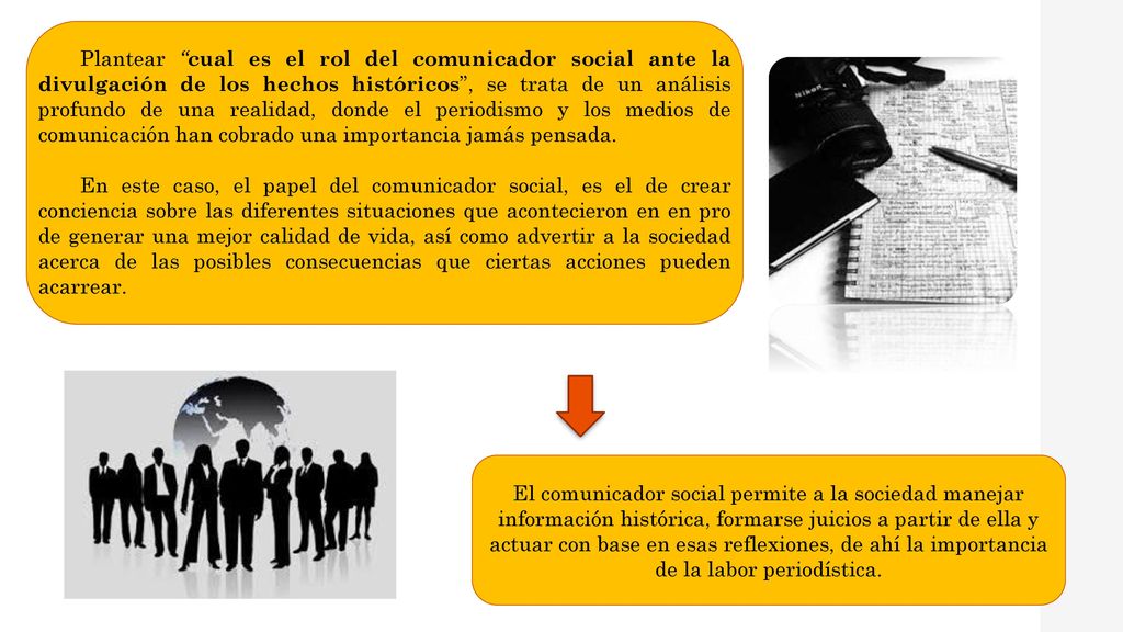 Plantear cual es el rol del comunicador social ante la divulgación de los hechos históricos , se trata de un análisis profundo de una realidad, donde el periodismo y los medios de comunicación han cobrado una importancia jamás pensada.