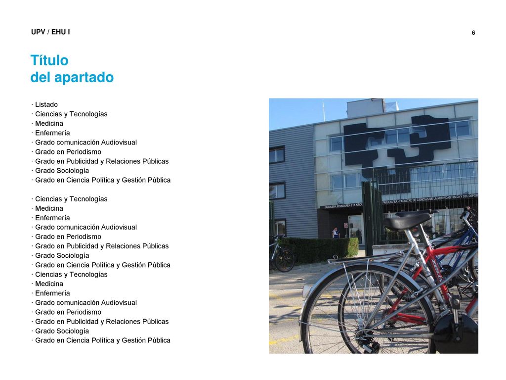 Título del apartado · Listado · Ciencias y Tecnologías · Medicina