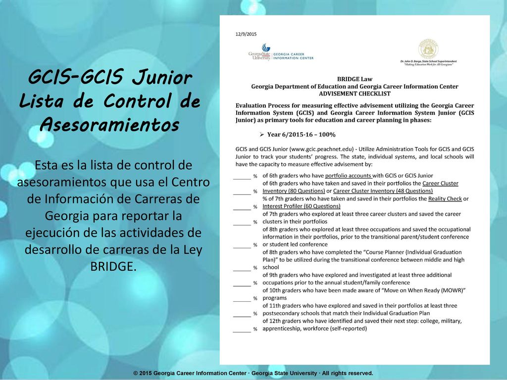 GCIS-GCIS Junior Lista de Control de Asesoramientos