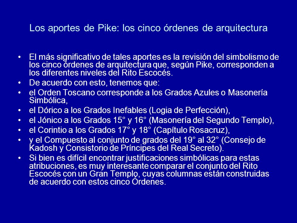 Los aportes de Pike: los cinco órdenes de arquitectura