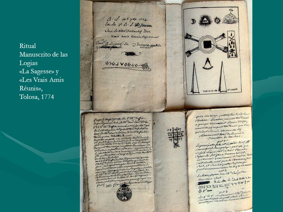 Ritual Manuscrito de las Logias «La Sagesse» y «Les Vrais Amis Réunis», Tolosa, 1774