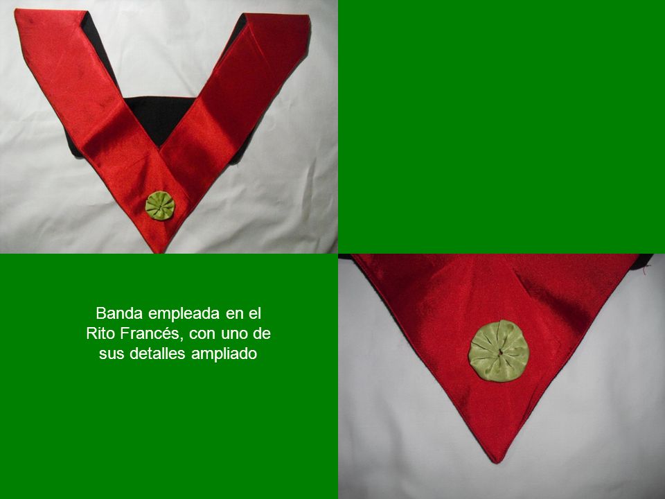 Banda empleada en el Rito Francés, con uno de sus detalles ampliado