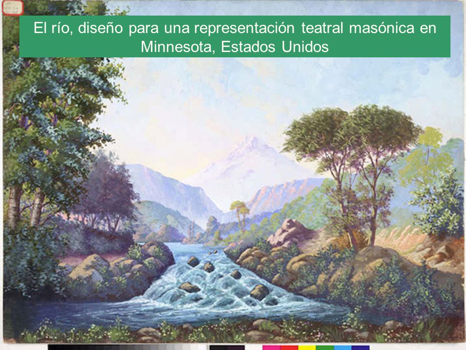 El río, diseño para una representación teatral masónica en Minnesota, Estados Unidos