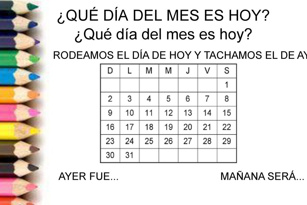 ¿QUÉ DÍA DEL MES ES HOY ¿Qué día del mes es hoy