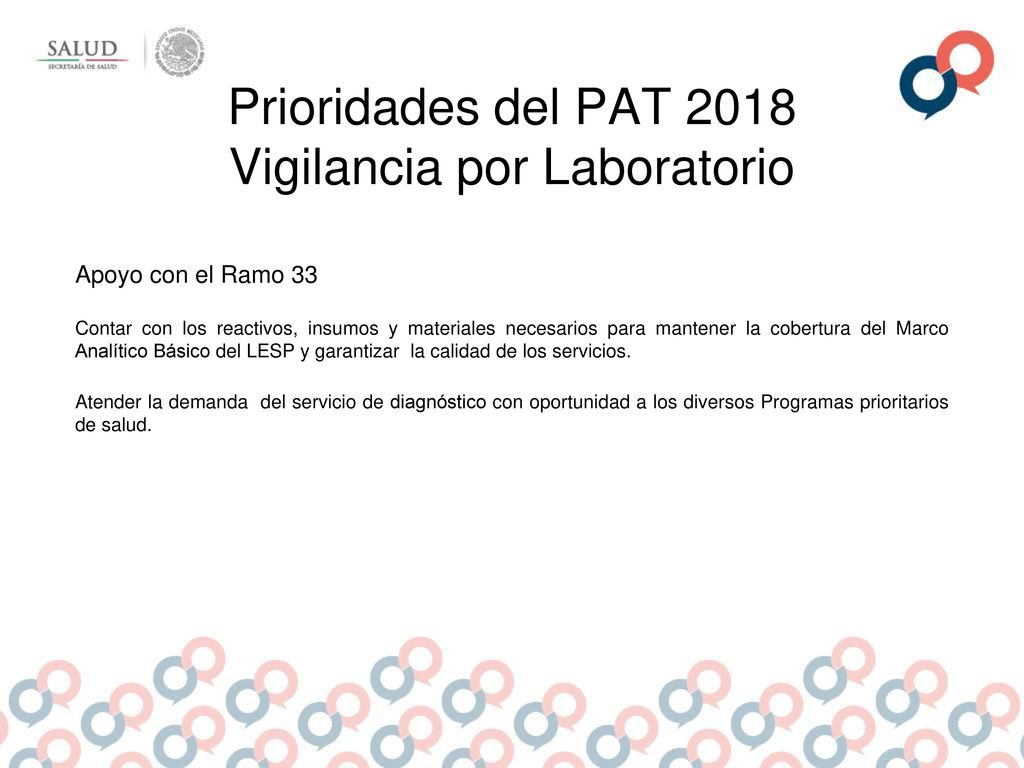 Prioridades del PAT 2018 Vigilancia por Laboratorio