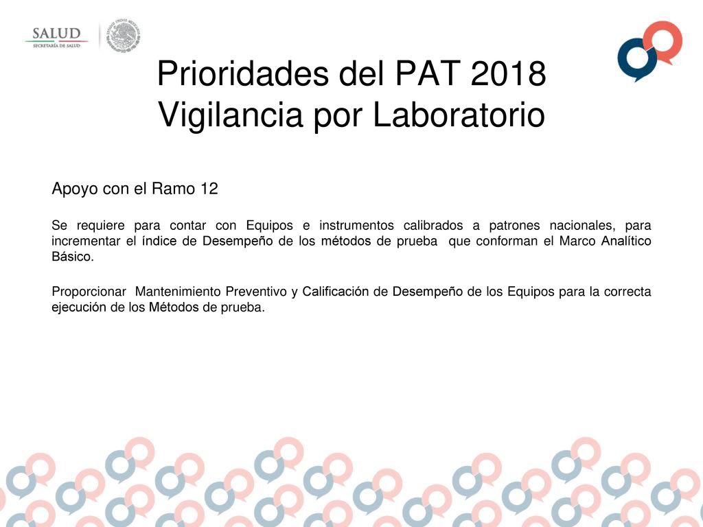 Prioridades del PAT 2018 Vigilancia por Laboratorio