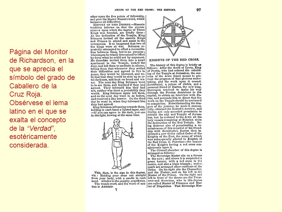 Página del Monitor de Richardson, en la. que se aprecia el. símbolo del grado de. Caballero de la.