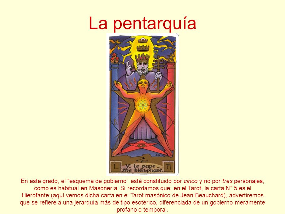La pentarquía En este grado, el esquema de gobierno está constituido por cinco y no por tres personajes,