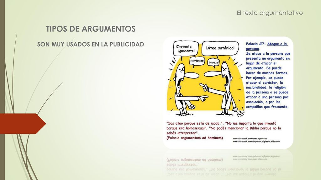 TIPOS DE ARGUMENTOS El texto argumentativo