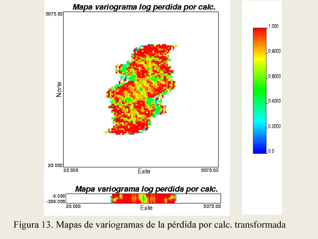 Figura 13. Mapas de variogramas de la pérdida por calc. transformada