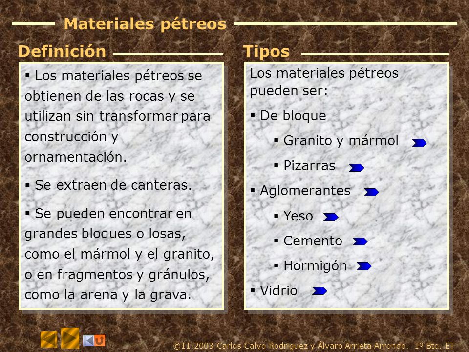 Materiales pétreos Definición Tipos