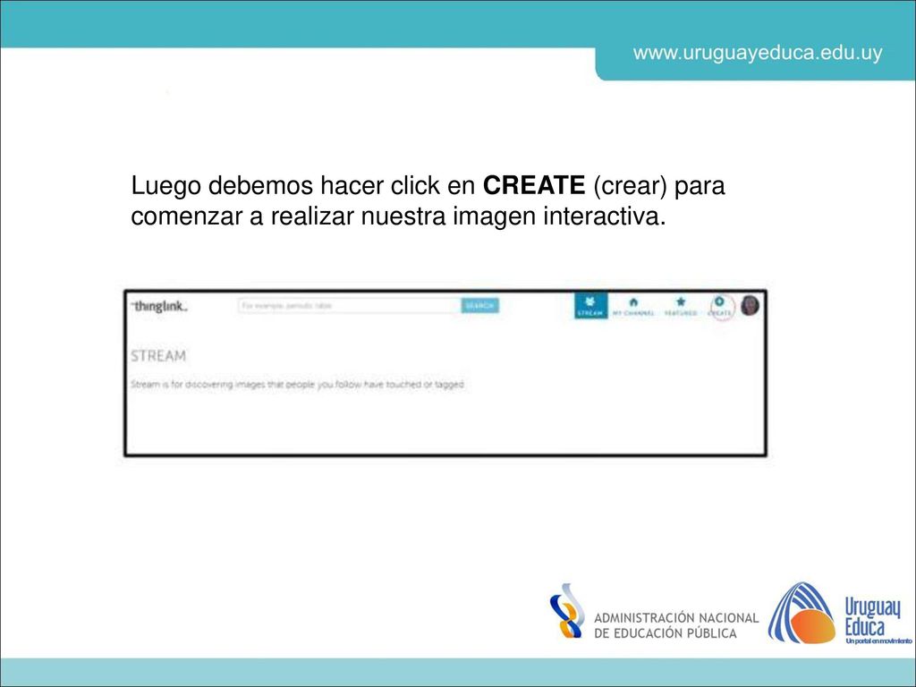 Luego debemos hacer click en CREATE (crear) para comenzar a realizar nuestra imagen interactiva.