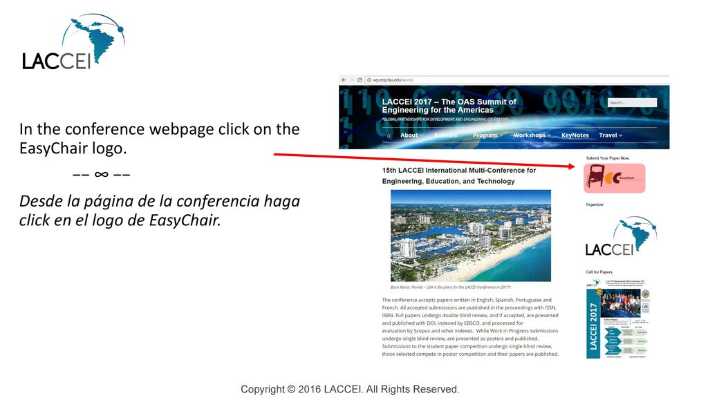 In the conference webpage click on the EasyChair logo. −− ∞ −−