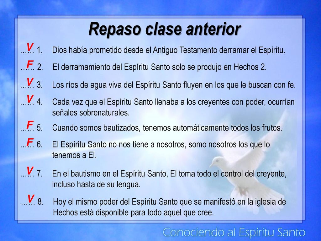 Repaso clase anterior V F V V F F V V