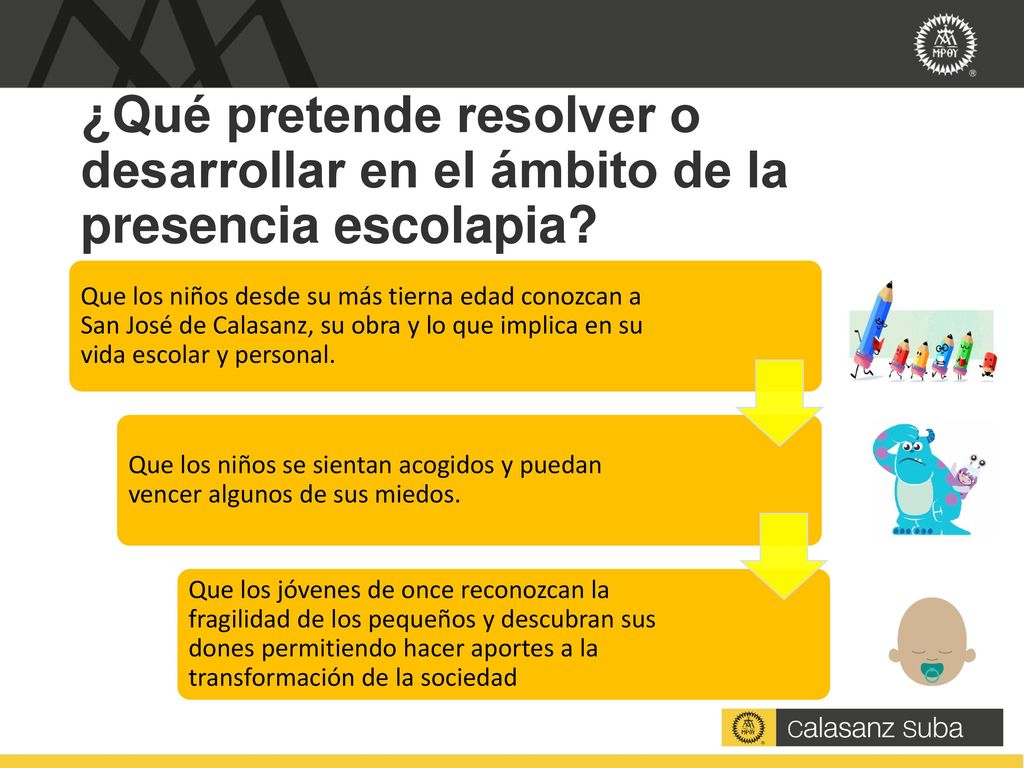 ¿Qué pretende resolver o desarrollar en el ámbito de la presencia escolapia
