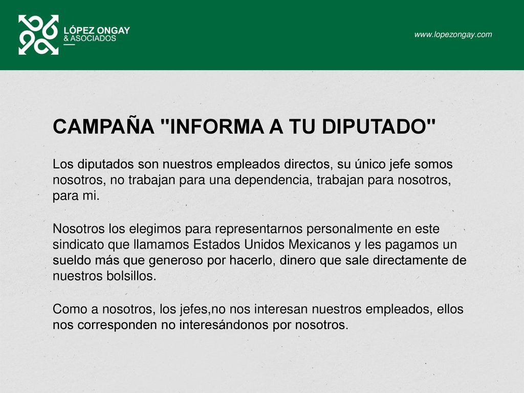 Informa a tu Diputado CAMPAÑA INFORMA A TU DIPUTADO