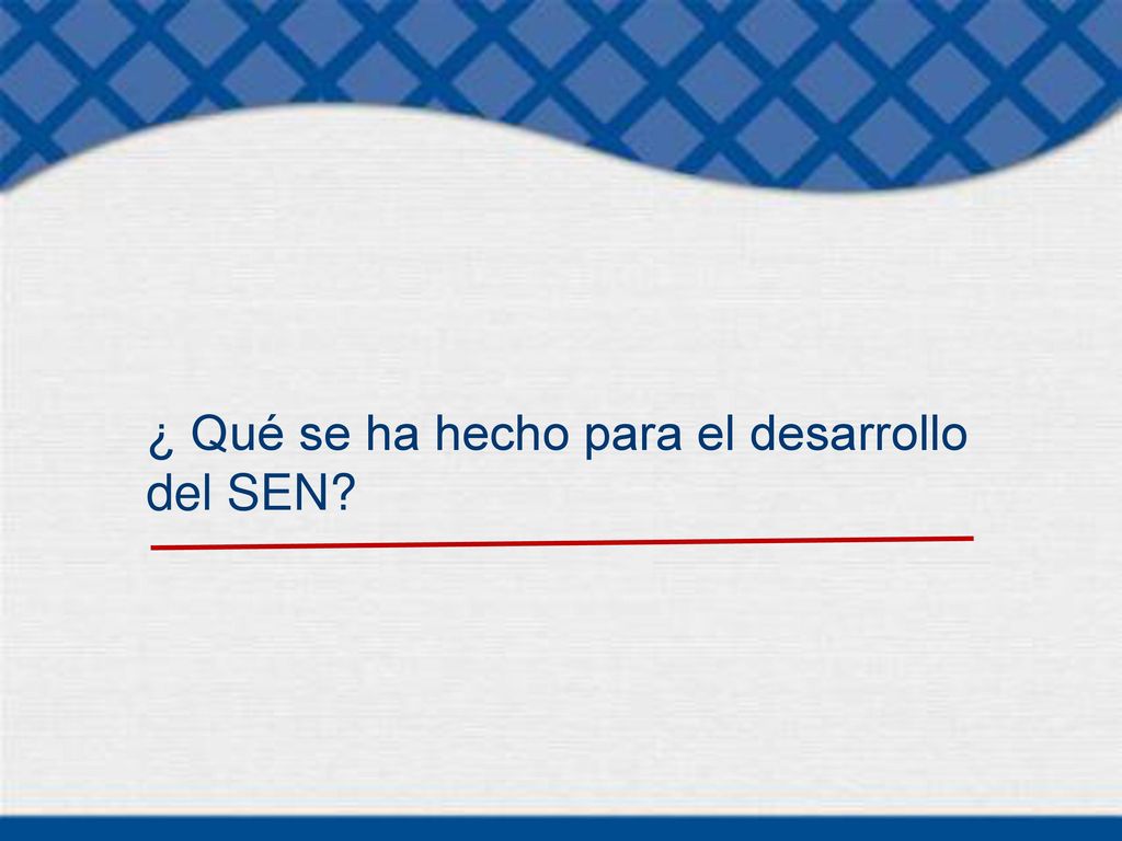 ¿ Qué se ha hecho para el desarrollo del SEN